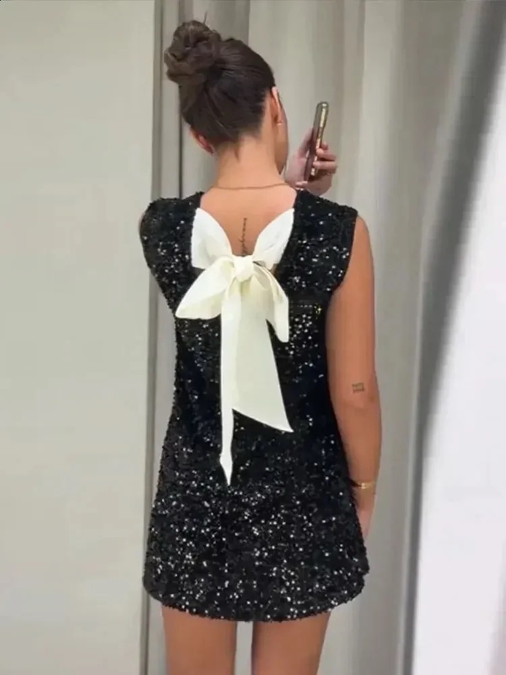 New H&M Sequined Tie-back Sleeveless Mini Dress